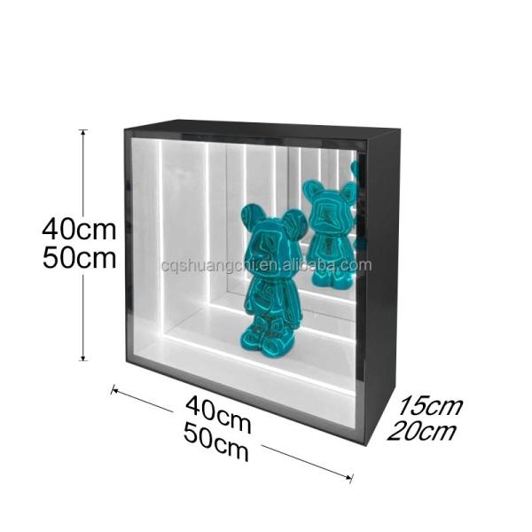 Armário de exibição de espelhos de infinito luminoso LED para móveis Bar de vinho em vermelho branco azul