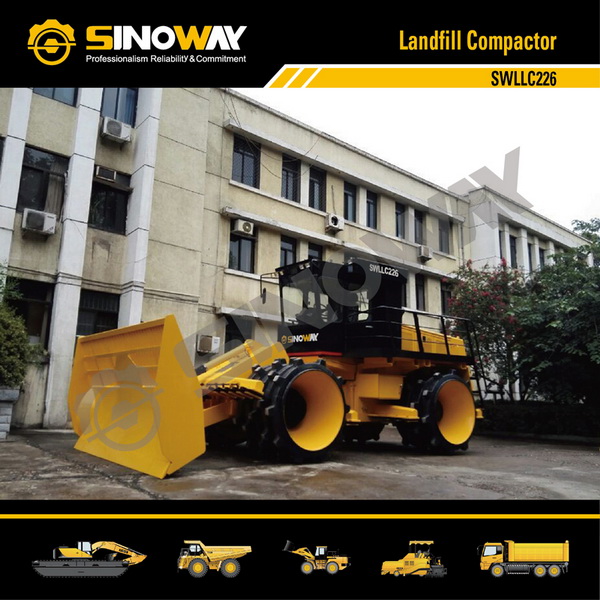 Waste Compaction Machine 26 Ton Heavy Duty Landfill Compactors With Dozer Blade