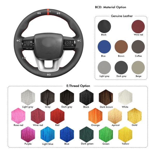 Cheap Black Pu Faux Leather Steering Wheel Wrap Cover For Toyota Hilux Pickup 2.0 2.4 2.8 P/U SC E DC G Indonesia 2015-2024