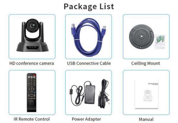 CMOS Sensor HD SDI USB2.0 20X PTZ Camera 2.38 Megapixel Live Streaming