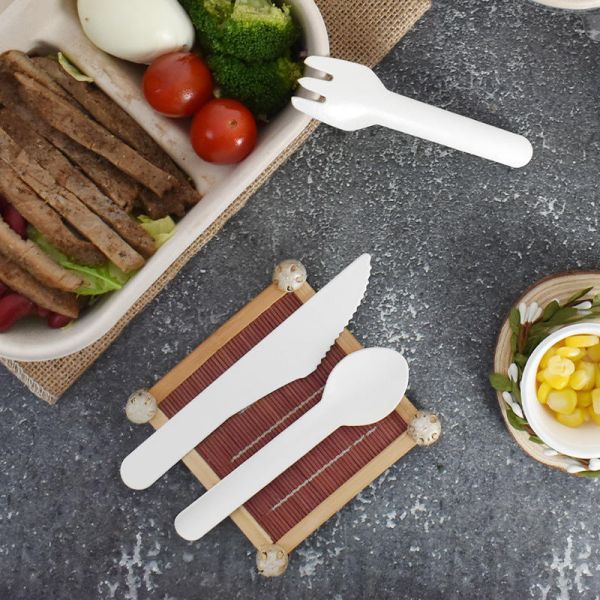 Biodegradable Disposable Paper Cutlery Paper Knife Fork & Spoon For Restaurant , Party