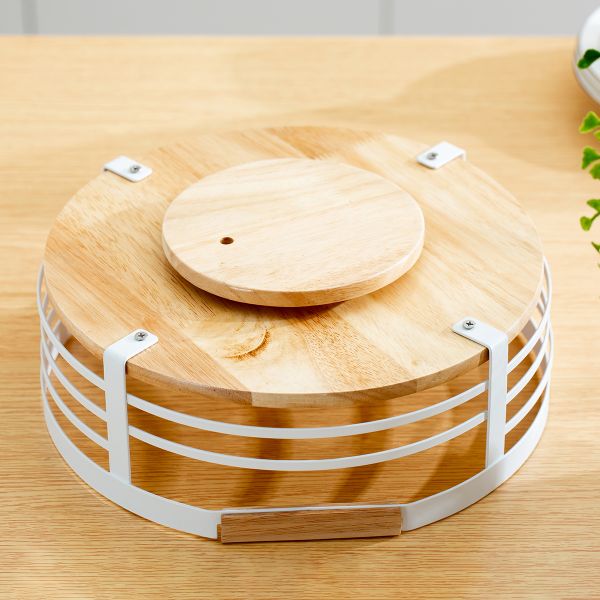 Single Tier Modern Kitchen Organiser Wire Storage Basket with 360 Rotatable Iron