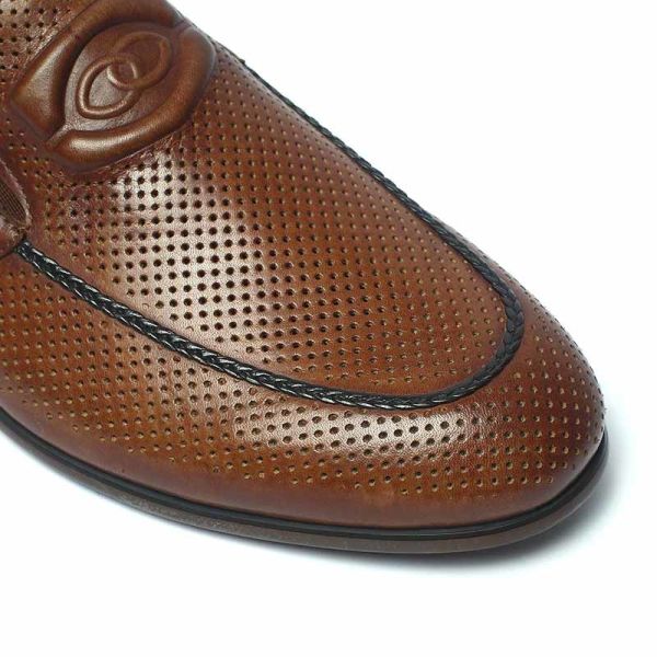 BRUNO VIERO Adult Leather Tan Slip On Dress Shoes