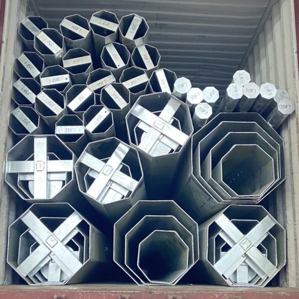 120FT 6mm Octagonal Pole Hot Dip Galvanized Electric Transmission Steel Utility Poles