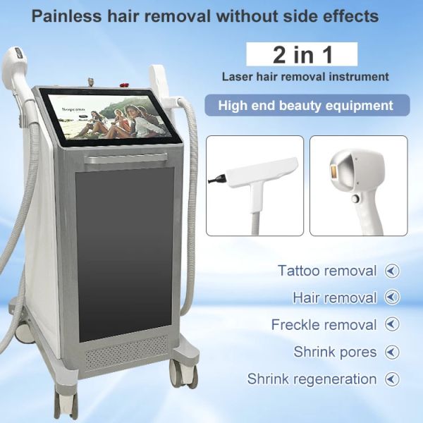 2In1 Nd Yag Pico épilation de tatouage haute puissance 1500W-3600W glace de platine 808Nm 808 Diode Laser épilation machine