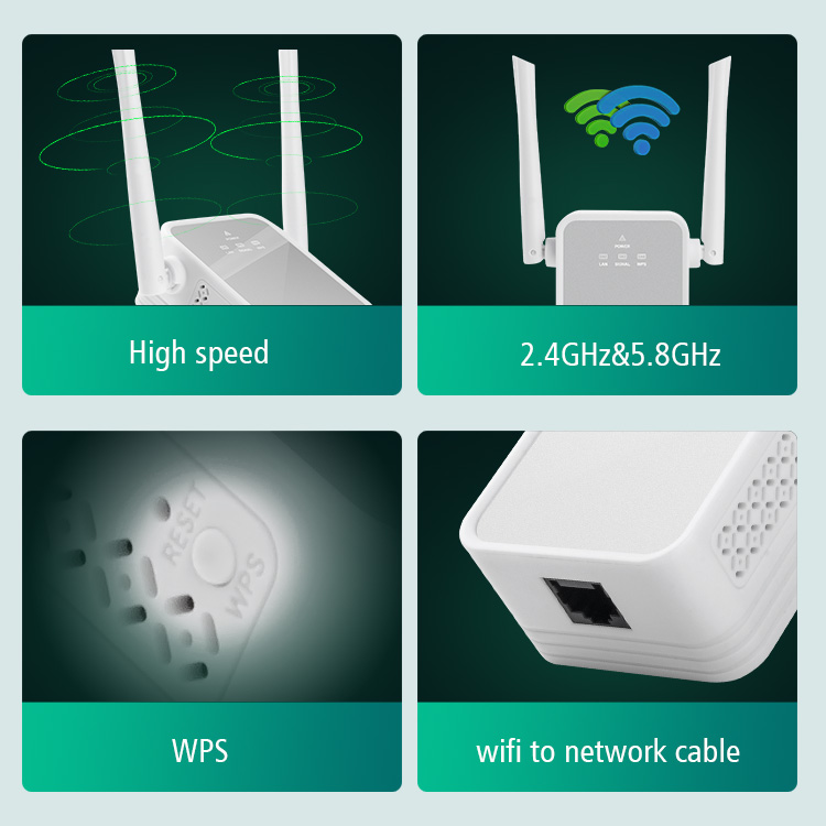 Репитер Wifi диапазона наполнителя 1200mbps WiFi штепсельной вилки стены ROHS двойной