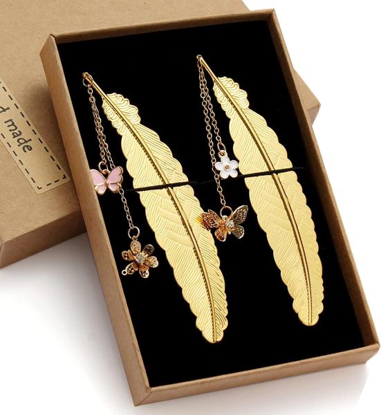 Feather Rectangular Nickel Metal Bookmarks Antique Silver Personalised Bookmark