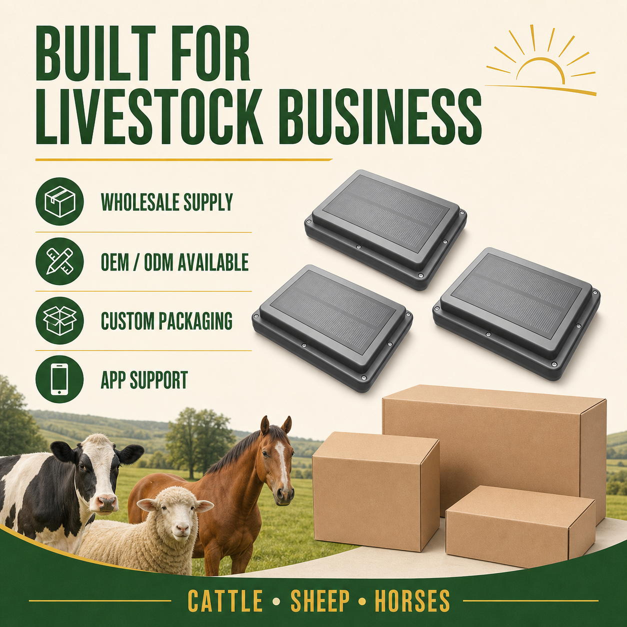 GUPTOMES G10 Solar Powered 4G Livestock GPS Tracker with 15000mAh Battery and Geofence Alert for Cattle Sheep Horses