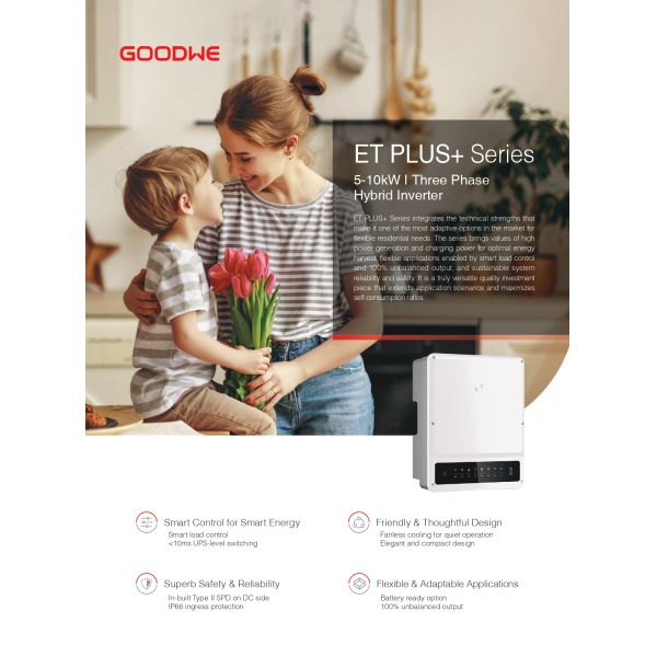 Гибридный солнечный инвертор Goodwe ET PLUS+ серии GW8K-ET Гибридный солнечный инвертор Goodwe Hybrid Inverter 8kW трехфазный гибридный инвертор