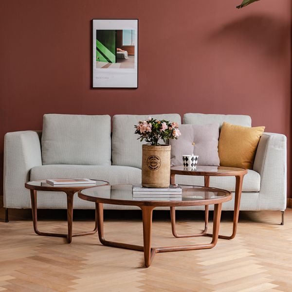 Nordic Style Small Coffee Tables , Round Wood Coffee Table Living Room Use