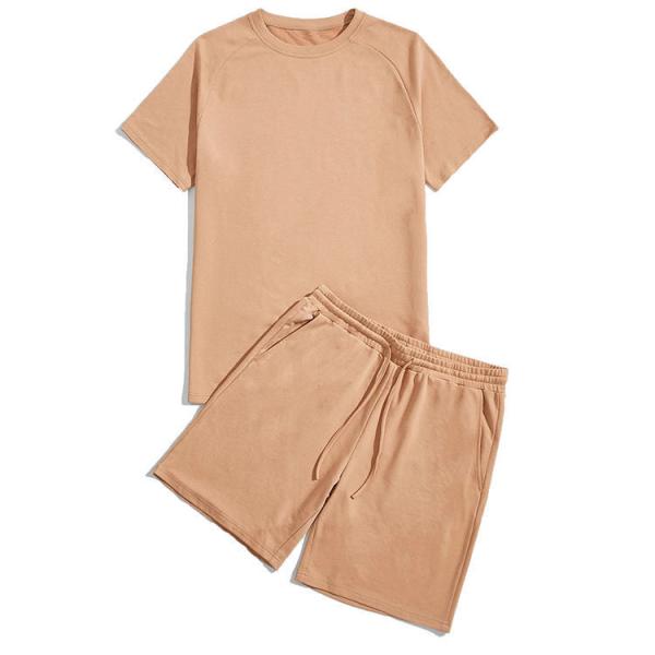Customizable Pure Colour Oversize T Shirt And Shorts Mens Tracksuit Short Set
