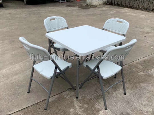 Embalaje de correos Y Jardín de cocina al aire libre Mesas y sillas plegables de plástico blanco para la deshierba