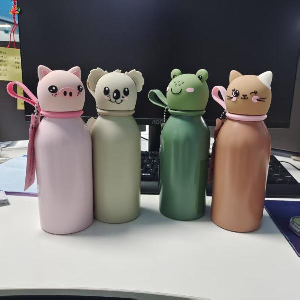 Custom Silicone Lid Stainless Steel Water Bottle for Kids