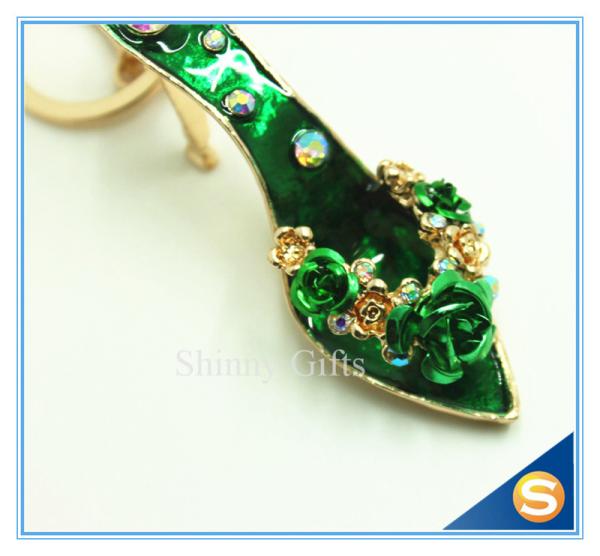 Rhinestone High Heeled Shoes Connecting Metal Key Chain Metal Charm Pendant Purse Bag Key Ring