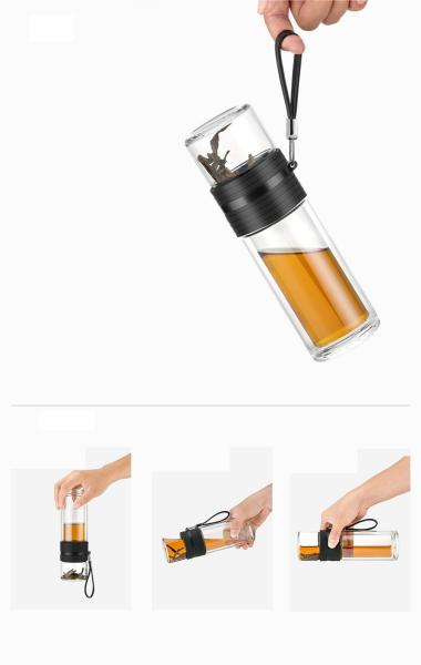 Outdoor Travel Double Wall Glass Tea Infuser Thermos 304 Stainless Steel