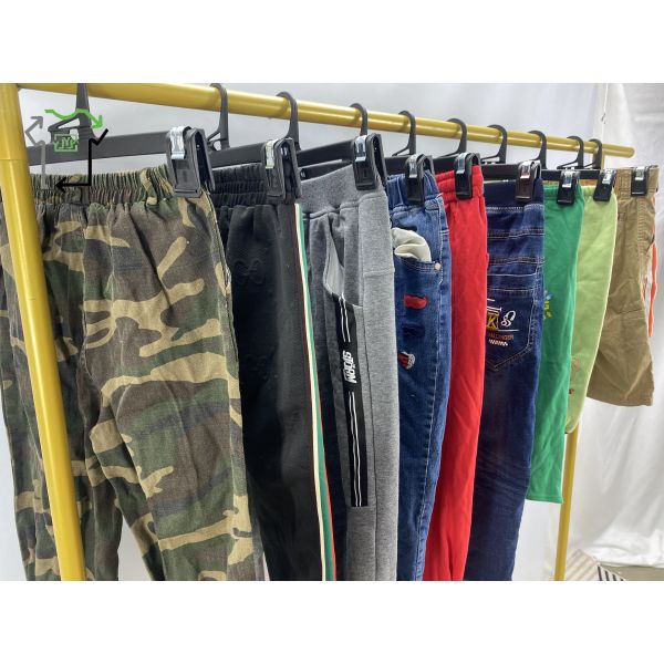 Casual Polyester Cotton Used Pants for Children Mixed Sizes Clean 95%-100% Grade