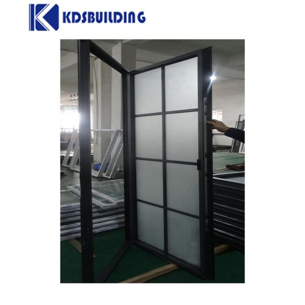 KDSBuilding High Quality Double Tempered Glass Aluminum Toilet Casment Single Swing Door For House