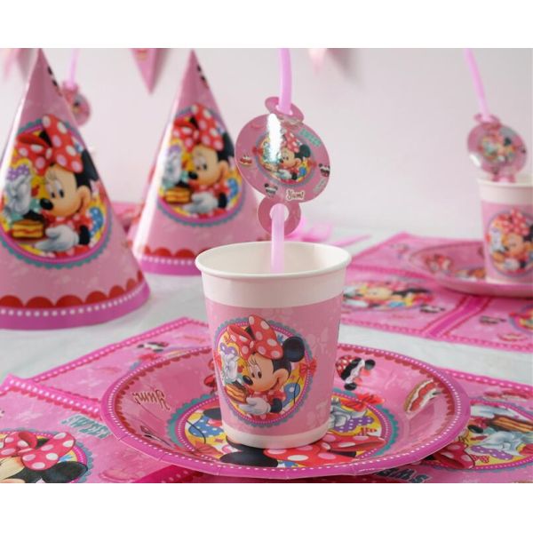 Minnie Mouse Kids Birthday Party Decoration Set Party Supplies cup plate banner hat straw loot bag fork