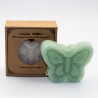 Éponge konjac faciale de nettoyage 9cm*7.2cm*2cm de corps d'éponge de Bath de forme de papillon