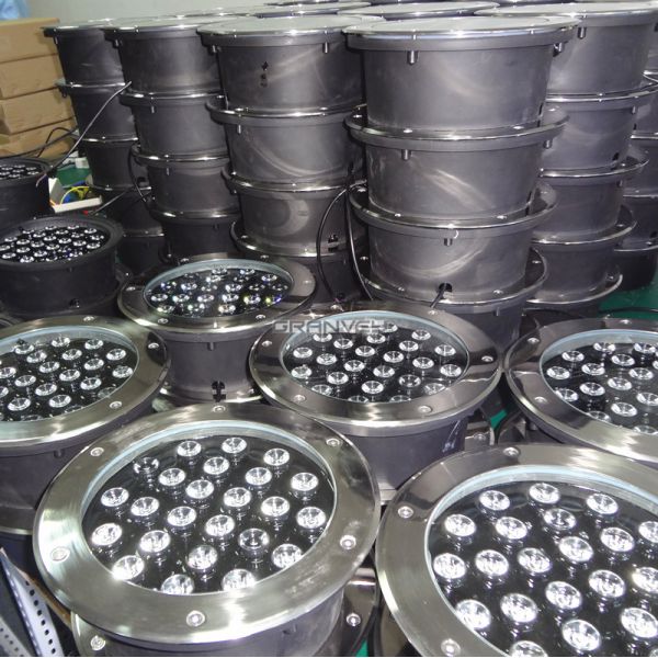 24w Round Led Underground Light Garden Path Buried Ip67 In Black Color