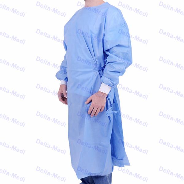 Punho impermeável descartável da malha do terno do hospital do vestido cirúrgico do anti visitante do vírus