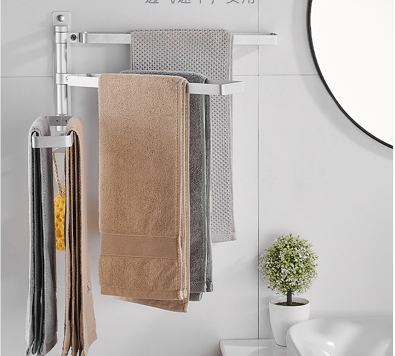 Aluminium Alloy 24cm Height Bathroom Towel Holder , 3 Tier Wall Mounted Towel Rack