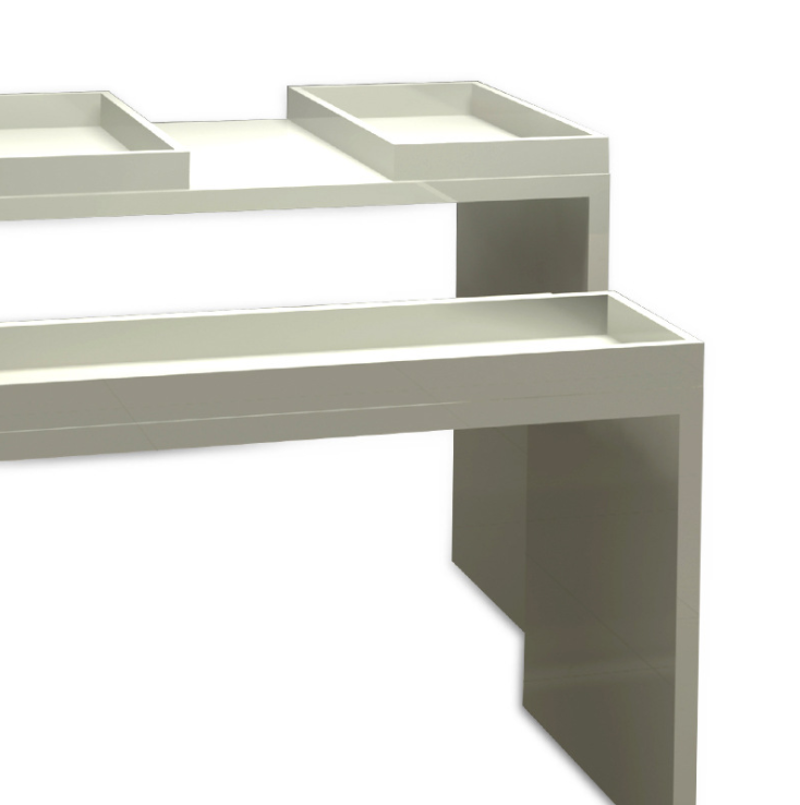 Simple White Cosmetic Product Display Stands , Wooden Makeup Store Cosmetics