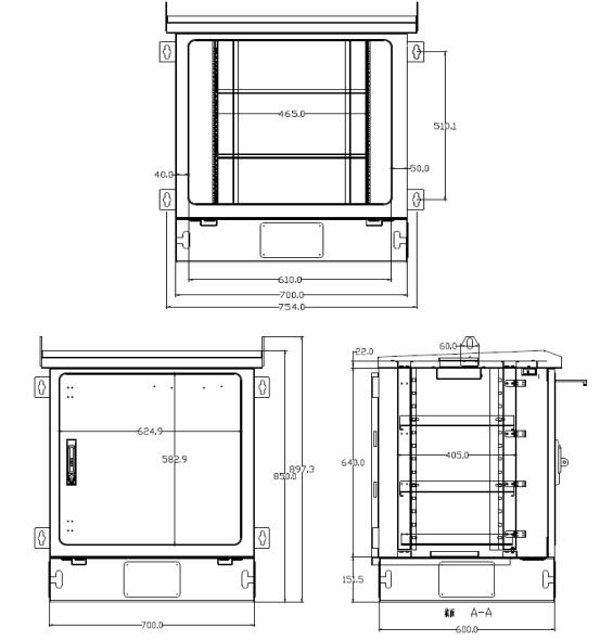 Recinto al aire libre de acero de la pared de la capa 14U IP55 del polvo