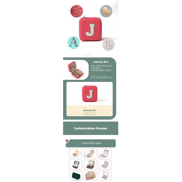 Luxury Jewellery Gift Storage Box Custom Portable Small Leather Rose Red Jewelry Organizer Travel Case