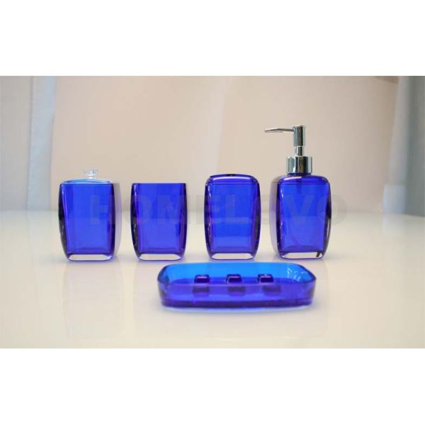 Modern Soap Dish 5 Piece Plastic Bathroom Set with Customized Logo