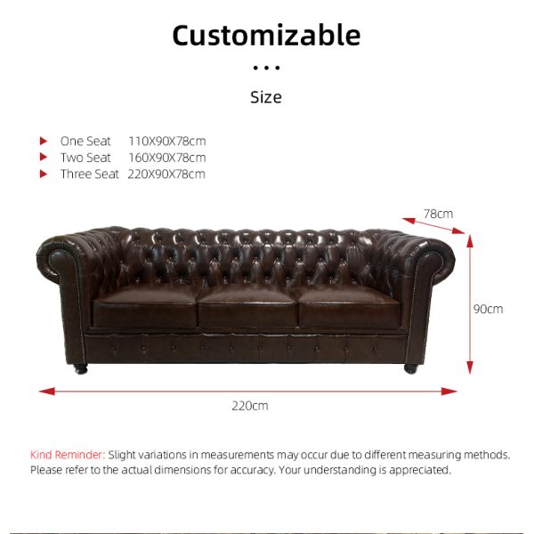 Nidea #866 Luxury American bar Sofa Button Couch Classic Vintage Genuine Leather Sofa Chesterfield Sofa Whiskey &  Bar Furniture