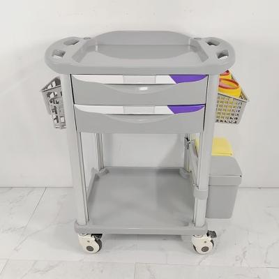 Two Drawers Lockable Medication Trolley Hospital Wound Dressing Trolley With Swivel Castors