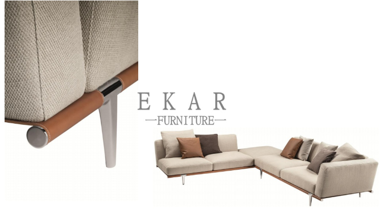 Modern Italian Sectional L Shaped Corner Fabric Couch Living Room Sofa