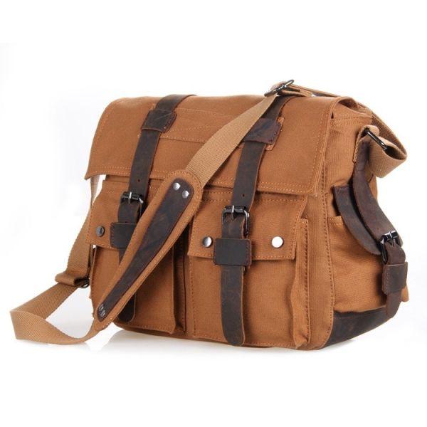 Сумка посыльного дела полиэстера случайная, сумка кожи дела людей 12oz