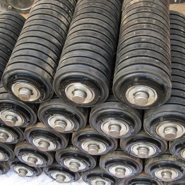 Rubber Lagging 219mm Conveyor Impact Roller For Belt Conveyor