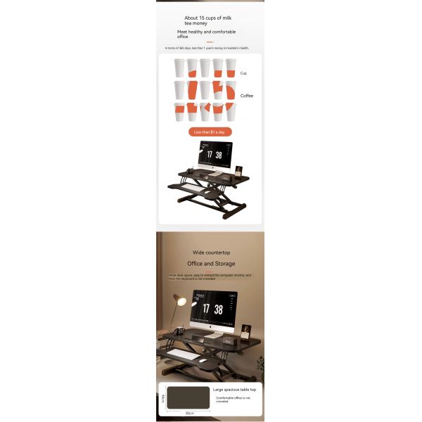Station de travail de bureau réglable pour le bureau à domicile et les jeux de taille/dimension 73*47*40 cm
