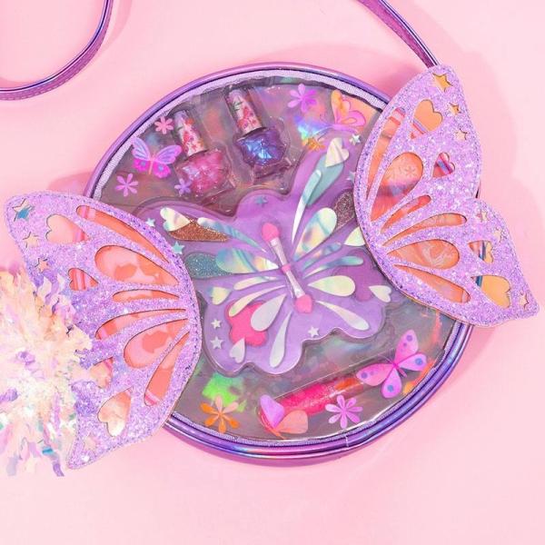 Attractive Butterfly Backpack Kids Makeup Set With Washable Cosmetic
