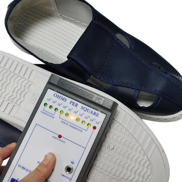 Anti Static Protection PVC ESD Safety Shoes Four Holes Navy Blue
