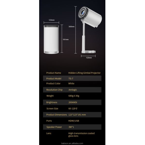 Portable 4K Mini Home Use BudPlus B1 Projector with Intelligent System Newly Designed Wireless Projection Screen Bracket LCD