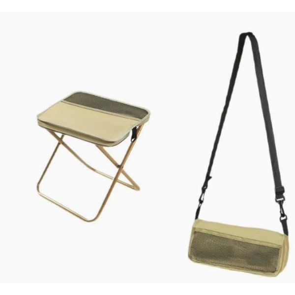 38CM Stainless Steel Camping Outdoor Chairs Portable Fishing Three Leg Folding Chair