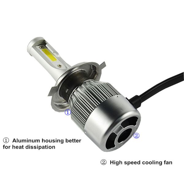 Aviation Aluminum H4 Headlight Bulbs , H7 Head light Auto LED Car Light Bulbs