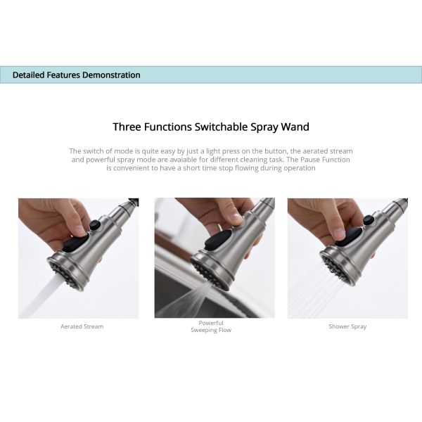 Твердая палуба водопроводного крана IPX5 нержавеющей стали SUS304 установила краны смесителя кухни