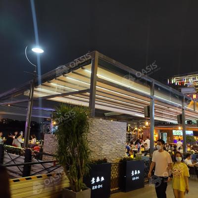 Pergola en tissu rétractable électrique avec toit d'ouverture et de fermeture