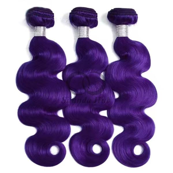 Purple Body Wave Remy Human Hair Bundles Sew In Weave Bundles Brazilian Bundle Deals
