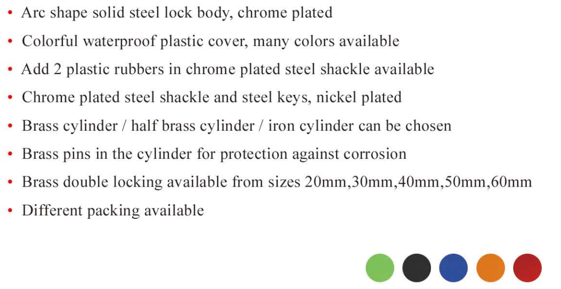 Plastic Cover Arc Type Padlock Household Security High Security Padlock