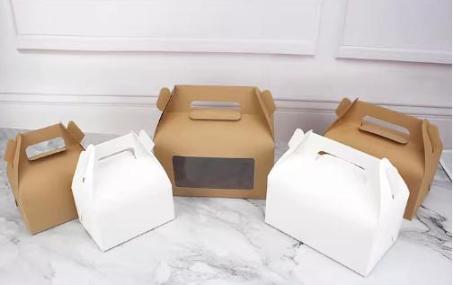 Boîtes à dessert à fenêtre pour gâteaux, en papier kraft blanc de qualité supérieure, avec fenêtre de visualisation en PVC transparent