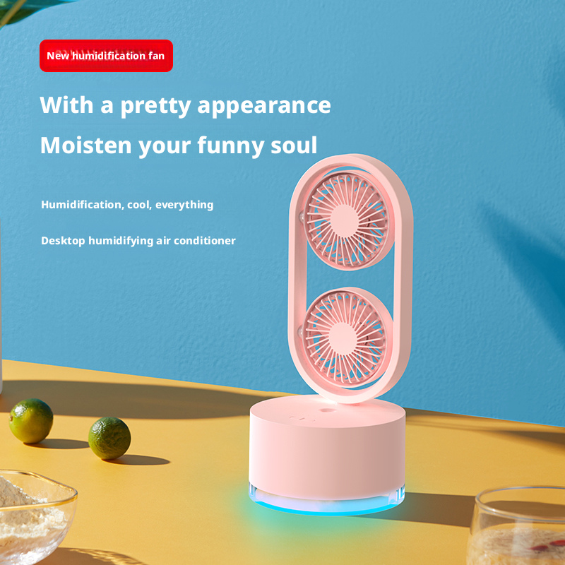 Lightweight Silent Humidifier Fan Quiet Tabletop Fan With 2000mAh Battery Plastic Design