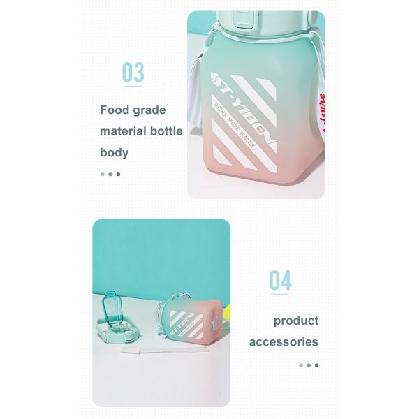 Back to School Essential Insulated Wide Mouth Water Bottle with Time Marker and Straw