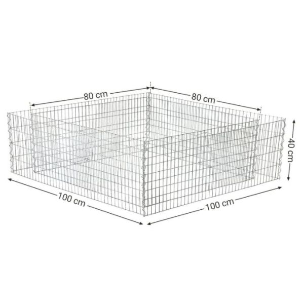 Zinc Aluminum Alloy Square Gabion Basket Planter 100x100x40cm