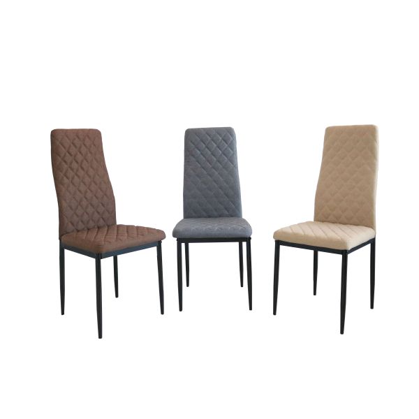 Upholstered Diamond Lines ODM Grey Fabric Dining Chairs